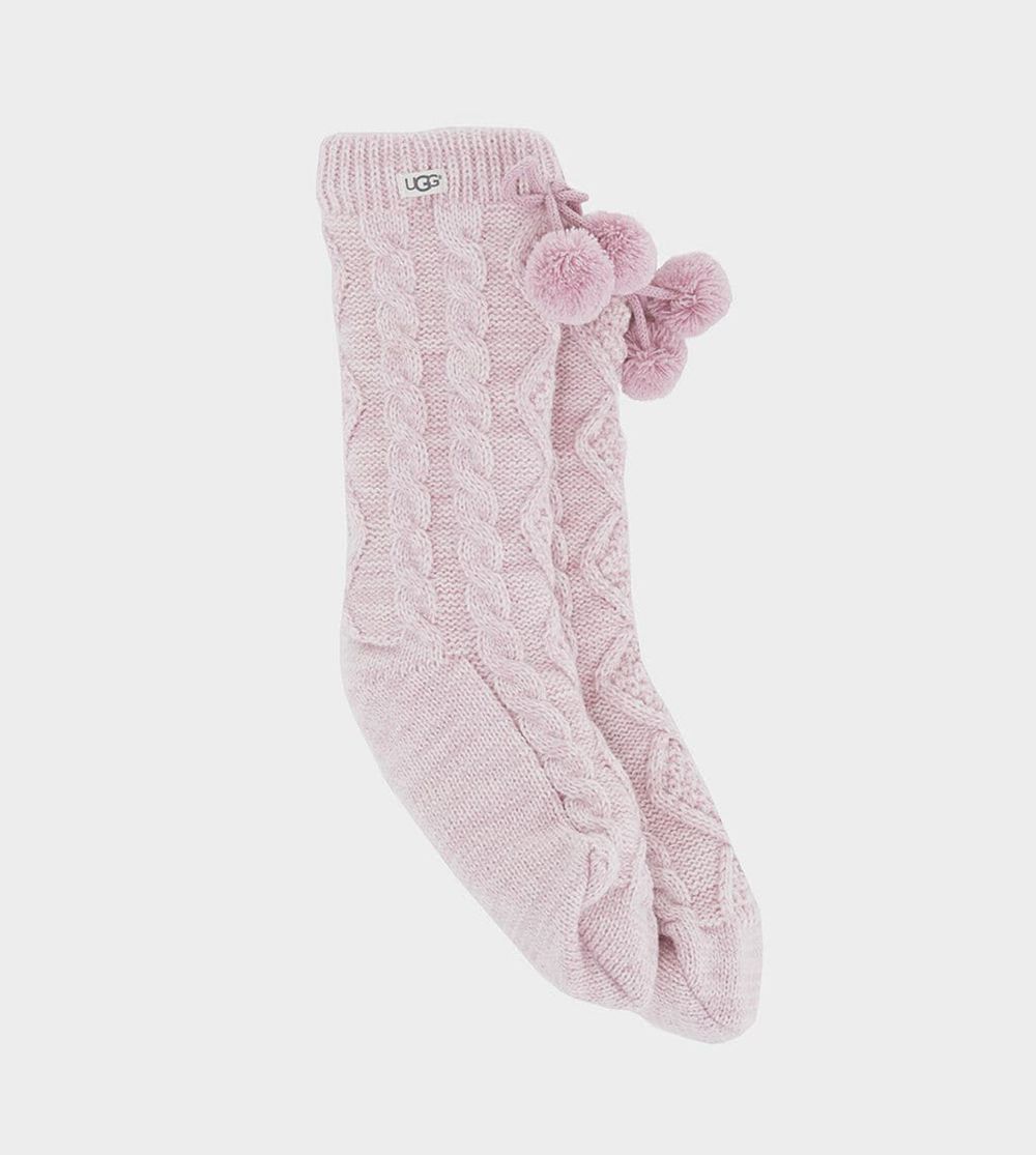 Ugg Socks Canada - Ugg Women's Pom Pom Fleece Lined Crew Pink